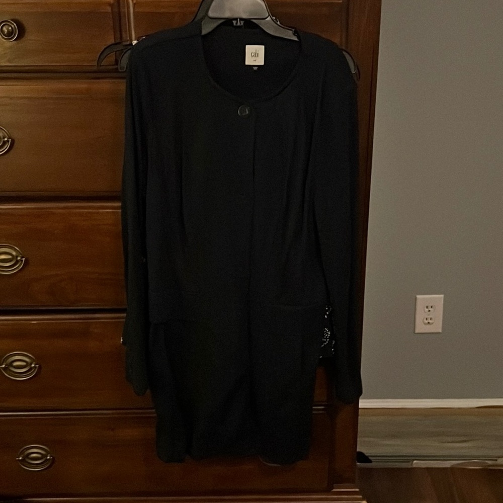 Cabi Ponte Knit button down coat navy color